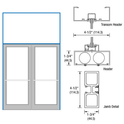 CRL-U.S. Aluminum Custom KYNAR® Paint 75-1/2" x 126" Series DF800 Tubular Center Hung Transom Frame Complete (2FT)