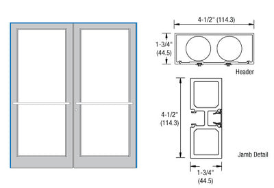 CRL-U.S. Aluminum Custom KYNAR® Paint 75-1/2" x 85-3/4" Series DF800 Tubular Center Hung Up and Over Frame Complete (2F)