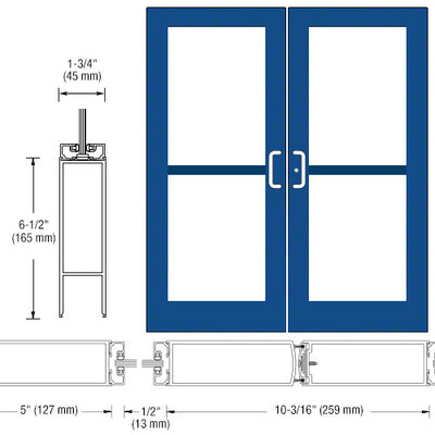 CRL-U.S. Aluminum Custom KYNAR® Paint Custom Pair Series 550 Wide Stile Center Pivot Entrance Doors With Panics for Overhead Concealed Door Closers