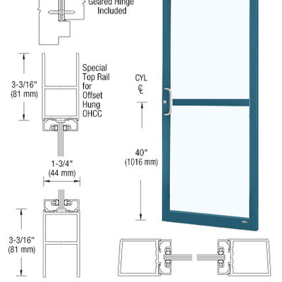 CRL-U.S. Aluminum Custom KYNAR® Paint Custom Single Series 250 Narrow Stile Geared Hinge Entrance Door With Panic for Overhead Concealed Door Closer