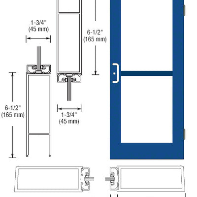 CRL-U.S. Aluminum Custom KYNAR® Paint Custom Single Series 550 Wide Stile Butt Hinged Entrance Door For Panic and Overhead Concealed Door Closer