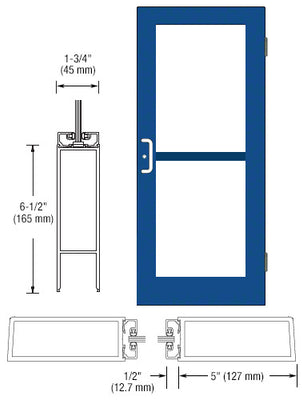 CRL-U.S. Aluminum Custom KYNAR® Paint Custom Single Series 550 Wide Stile Butt Hinged Entrance Door For Panics and Surface Mount Door Closers