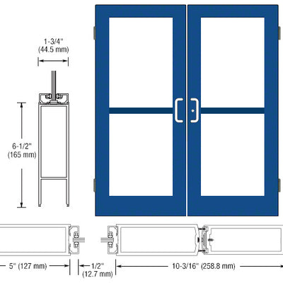 CRL-U.S. Aluminum Custom KYNAR® Paint Custom Size Pair Series 550 Wide Stile Butt Hinge Entrance Door For Panics and Surface Mount Door Closers