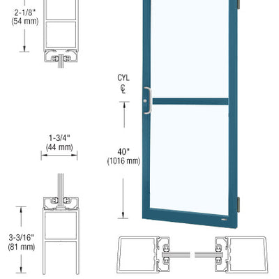 CRL-U.S. Aluminum Custom KYNAR® Paint Custom Size Single Series 250 Narrow Stile Butt Hinge Entrance Door With Panic for Surface Mount Door Closer