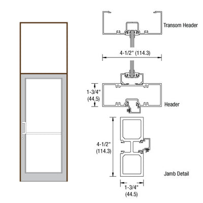 CRL-U.S. Aluminum Dark Bronze/Black Anodized Class 1 39-1/2" x 126" Series DF800 Tubular Butt Hinge Transom Frame Complete (1FT)