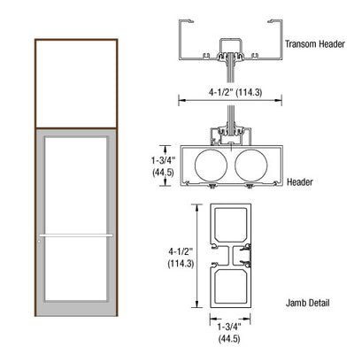 CRL-U.S. Aluminum Dark Bronze/Black Anodized Class 1 39-1/2" x 126" Series DF800 Tubular Center Hung Transom Frame Complete (1FT)