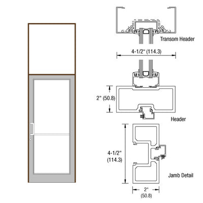 CRL-U.S. Aluminum Dark Bronze/Black Anodized Class 1 40" x 126" Series DF800 Tubular Offset Hung Transom Frame Blank (1FT)
