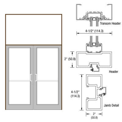 CRL-U.S. Aluminum Dark Bronze/Black Anodized Class 1 76" x 126" Series DF800 Tubular Butt Hinge Transom Frame Complete (2FT)