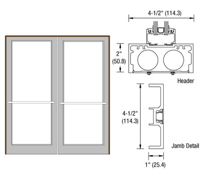 CRL-U.S. Aluminum Dark Bronze/Black Anodized Class 1 Series DF800 Up/Over Sub Frame for a Pair of Doors