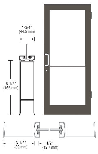 CRL-U.S. Aluminum Series 400 Bronze Black Anodized Custom Single 36" x 84" Medium Stile Butt Hinge Entrance Door