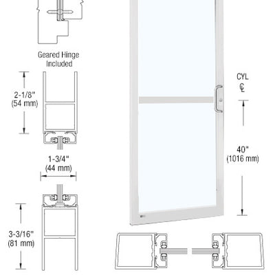 CRL-U.S. Aluminum White KYNAR® Paint 250 Series Narrow Stile (LHR) HLSO Single 3'0 x 7'0 Offset Hung with Geared Hinged Complete Panic Door with Std. Panic and Bottom Rail