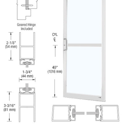 CRL-U.S. Aluminum White KYNAR® Paint 250 Series Narrow Stile (RHR) HRSO Single 3'0 x 7'0 Offset Hung with Geared Hinged Complete Panic Door with Std. Panic & Bottom Rail