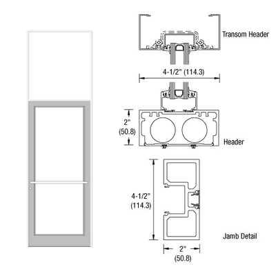 CRL-U.S. Aluminum White KYNAR® Paint 40" x 126" Series DF800 Tubular Center Hung Transom Frame Complete (1FT)