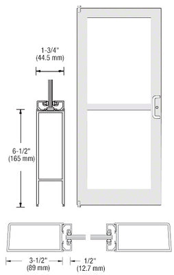 CRL-U.S. Aluminum White KYNAR® Paint 400 Series Medium Stile (LHR) HLSO Single 3'0 x 7'0 Offset Hung with Pivots for Surf Mount Closer Complete Panic Door with Std. Panic and Bottom Rail