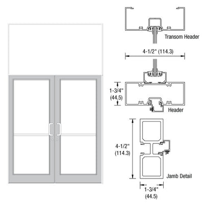 CRL-U.S. Aluminum White KYNAR® Paint 75-1/2" x 126" Series DF800 Tubular Offset Pivot Transom Frame Complete (2FT)
