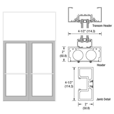 CRL-U.S. Aluminum White KYNAR® Paint 76" x 126" Series DF800 Tubular Center Hung Transom Frame Complete (2FT)