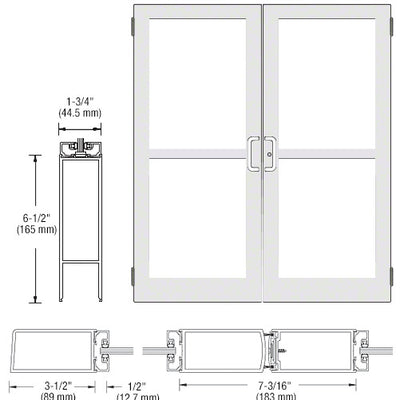 CRL-U.S. Aluminum White KYNAR® Paint Custom Pair Series 400 Medium Stile Butt Hinged Entrance Door With Panics for Surface Mount Door Closers