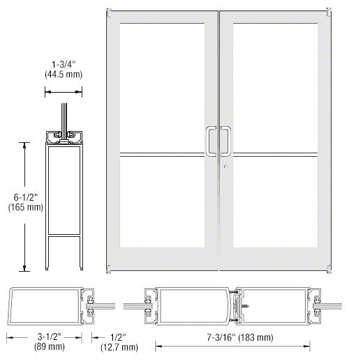 CRL-U.S. Aluminum White KYNAR® Paint Custom Pair Series 400 Medium Stile Offset Pivot Entrance Doors for Surface Mount Door Closers