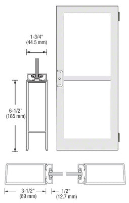 CRL-U.S. Aluminum White KYNAR® Paint Custom Single Series 400 Medium Stile Butt Hinged Entrance Door With Panic for Surface Mount Door Closer