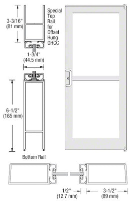 CRL-U.S. Aluminum White KYNAR® Paint Custom Single Series 400 Medium Stile Offset Pivot Entrance Door For Panic and Overhead Concealed Door Closer