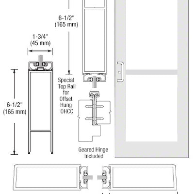 CRL-U.S. Aluminum White KYNAR® Paint Custom Single Series 550 Wide Stile Geared Hinge Entrance Door for Panic and Overhead Concealed Door Closer