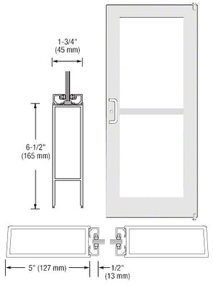 CRL-U.S. Aluminum White KYNAR® Paint Custom Single Series 550 Wide Stile Offset Pivot Entrance Door for Panic and Surface Mount Door Closer