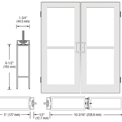 CRL-U.S. Aluminum White KYNAR® Paint Custom Size Pair Series 550 Wide Stile Butt Hinge Entrance Door For Panics and Surface Mount Door Closers