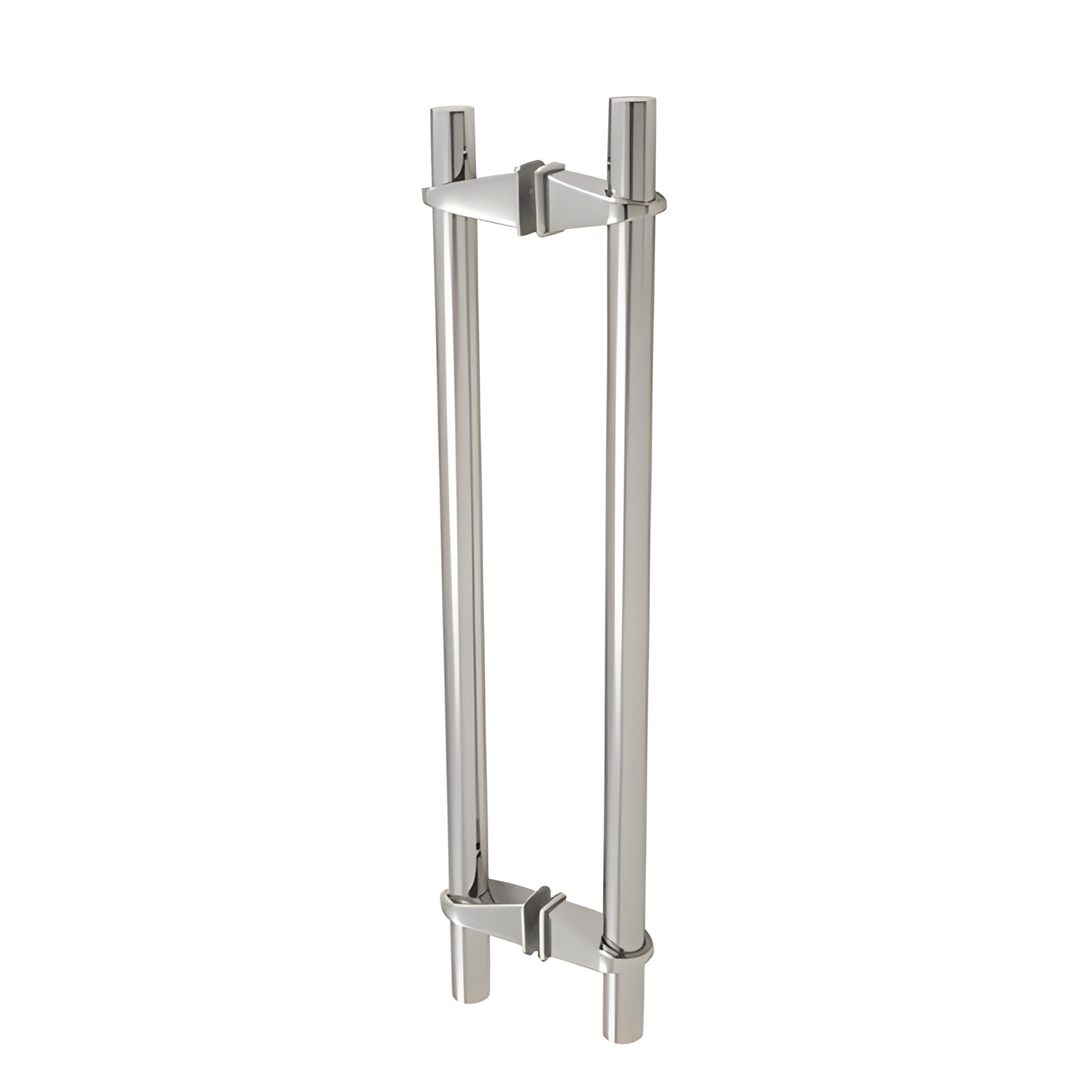 VPS128PS polished stainless steel adjustable double-bar glass door pull, 28in overall, fits 3/8-3/4in glass.