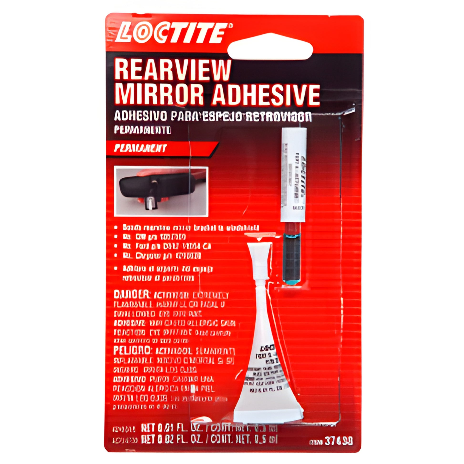Loctite Rearview Mirror Adhesive kit with primer in red blister pack (SKU 37438)