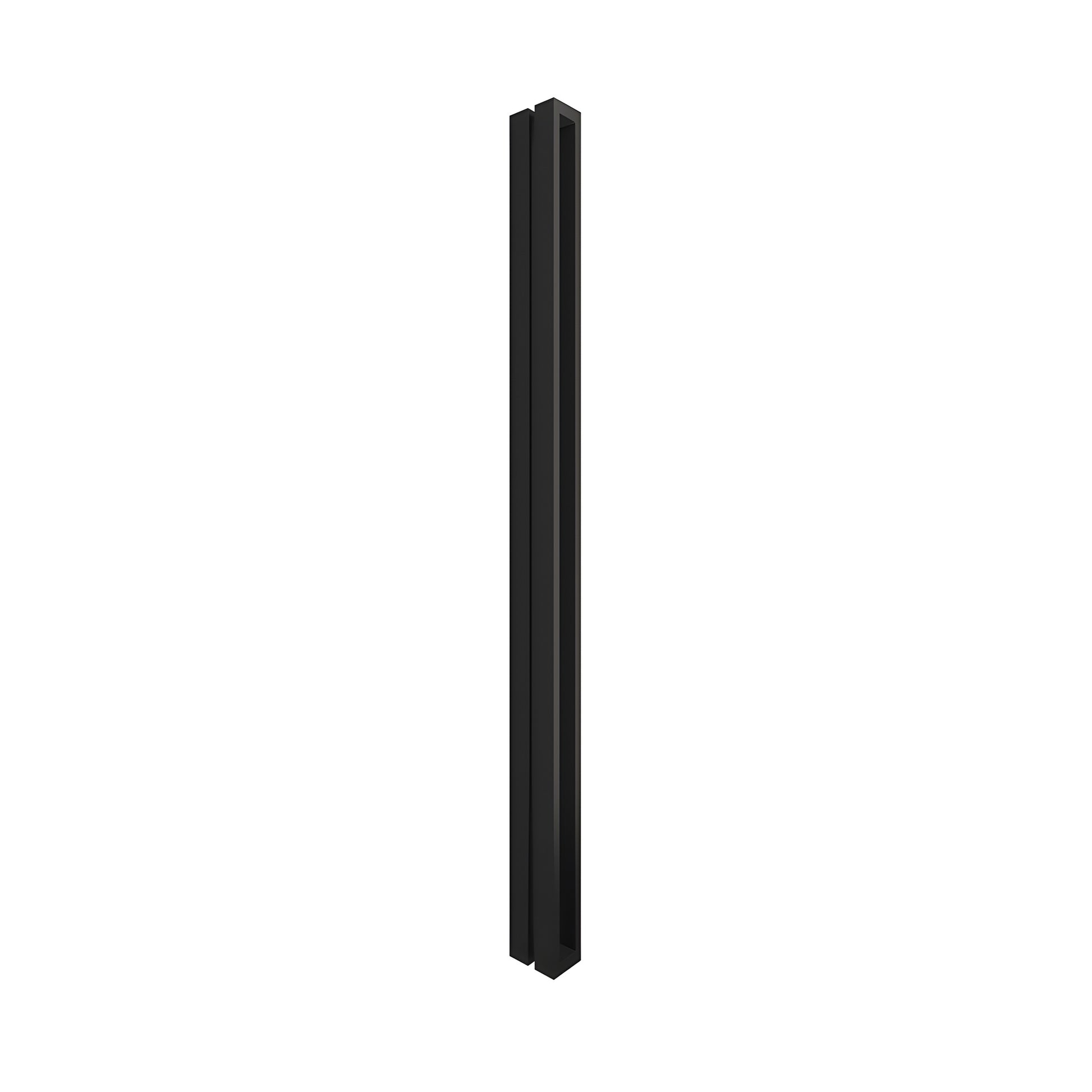 Matte black O-style square tubular shower door handle, stainless steel, back-to-back for 3/8" glass - SKU HPH480MBL