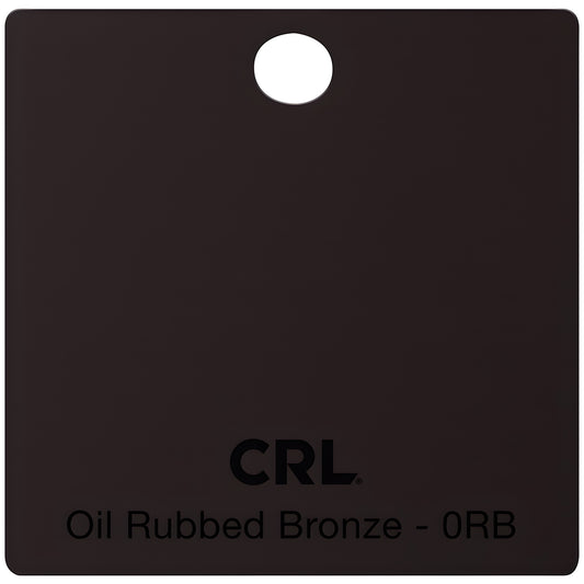 Square oil-rubbed bronze hinge finish sample chip (CRL) for shower door hardware, hanging hole.