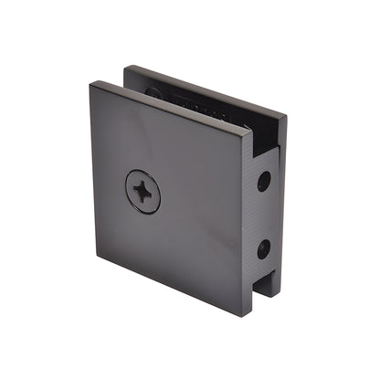 SGCU1MBL matte black square brass wall mount glass clamp for 3/8-1/2" (10-12mm) frameless shower panels