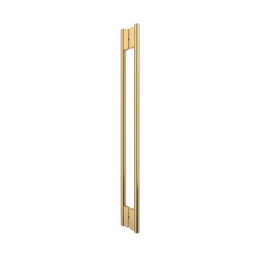 HPH48CSB satin brass C-style 48 in tubular shower handle, stainless steel, concealed back-to-back mount for 3/8 in glass