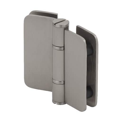 CRL Brushed Nickel Zurich 180° Glass Bi-Fold Hinge: Sleek, modern design for seamless inst