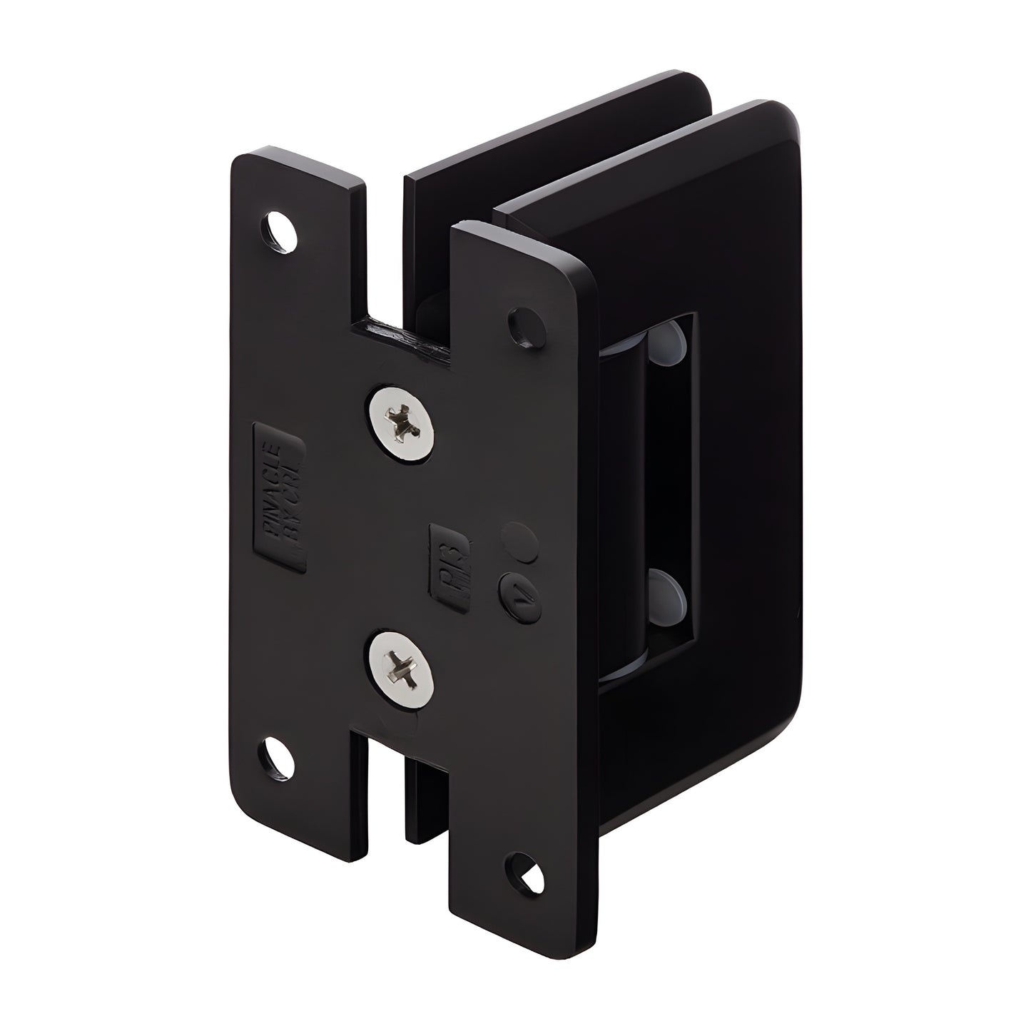 Oil-rubbed bronze adjustable Pinnacle brass shower door hinge with H back plate, fits 8-12mm tempered glass.