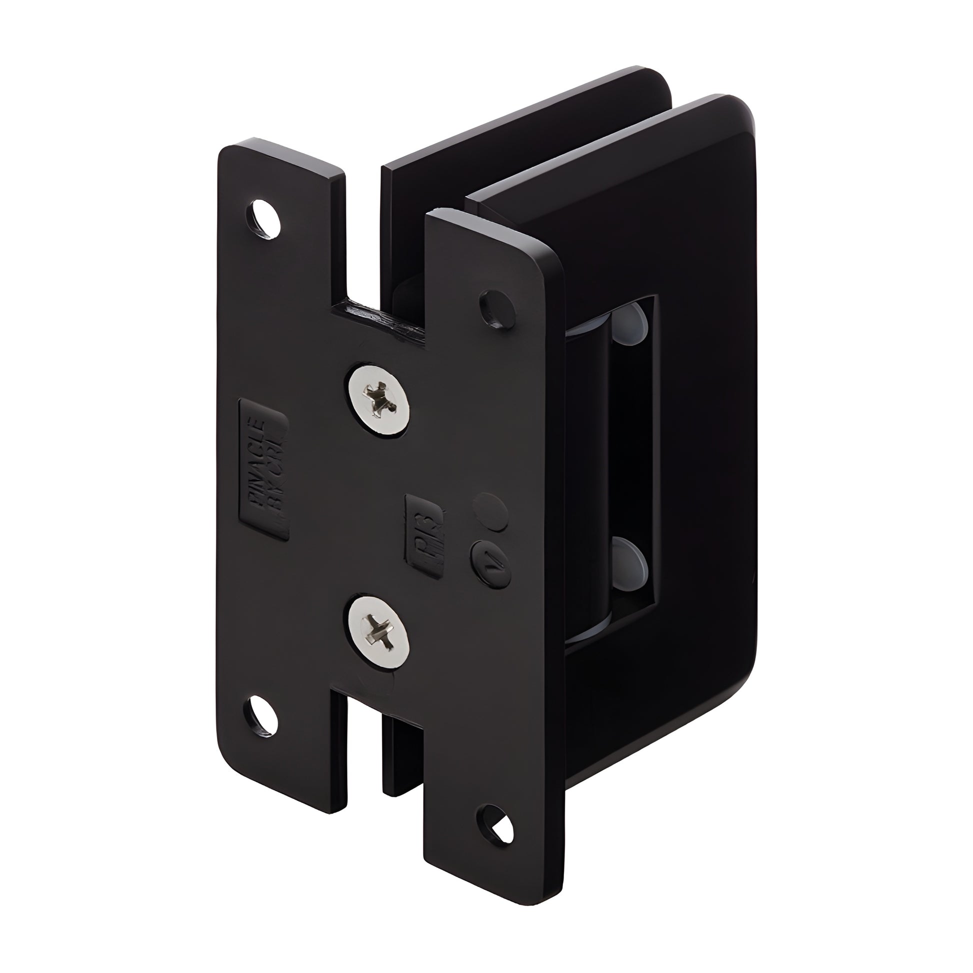 Oil-rubbed bronze adjustable Pinnacle brass shower door hinge with H back plate, fits 8-12mm tempered glass.