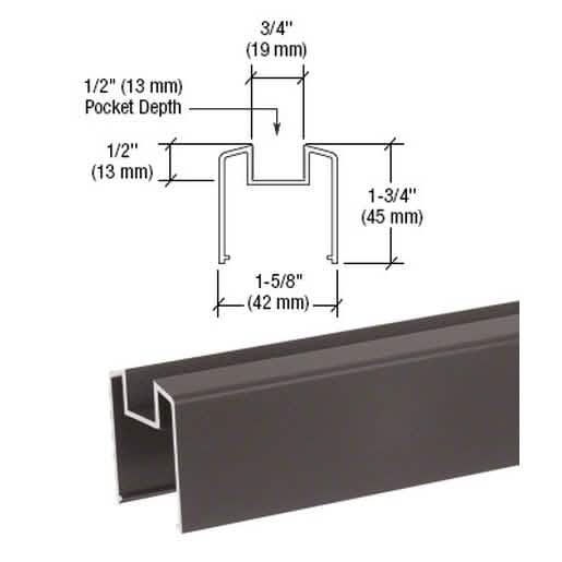 CRL Matte Bronze Bottom Rail for Glass, 241" - 200-400 Series, Sleek and Durable Design