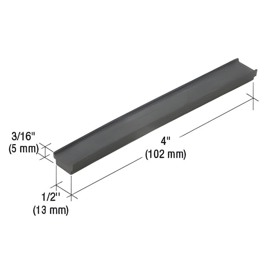 SB045 black setting block - 4" x 1/2" x 3/16" plastic spacer for 1/4" (6mm) glazing, sold 100 per pack.