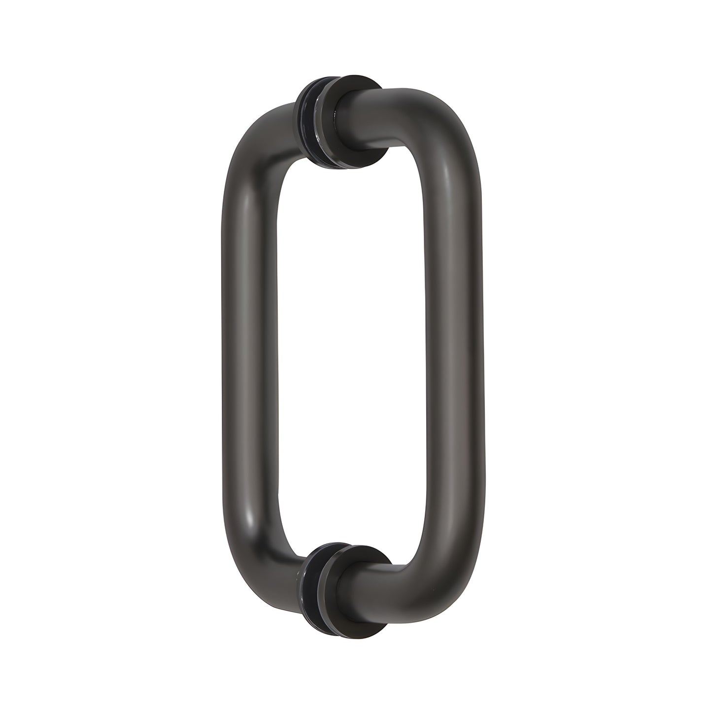 Oil rubbed bronze 6in center tubular brass shower door pull, back-to-back glass mount, fits 1/4-1/2in glass - SKU SDPR60RB