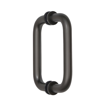 Oil rubbed bronze 6in center tubular brass shower door pull, back-to-back glass mount, fits 1/4-1/2in glass - SKU SDPR60RB