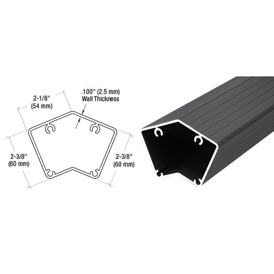 CRL 135 100 Series aluminum fascia post, matte black, pentagon cross-section with 2-3/8" sides, SKU 1FP548BL.