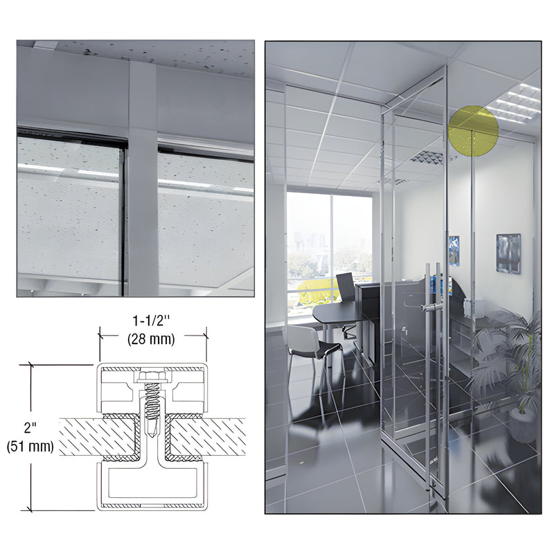 M12BSC brushed stainless steel 1-1/2 in. narrow jamb and mullion for 1/2 in. tempered glass office storefront