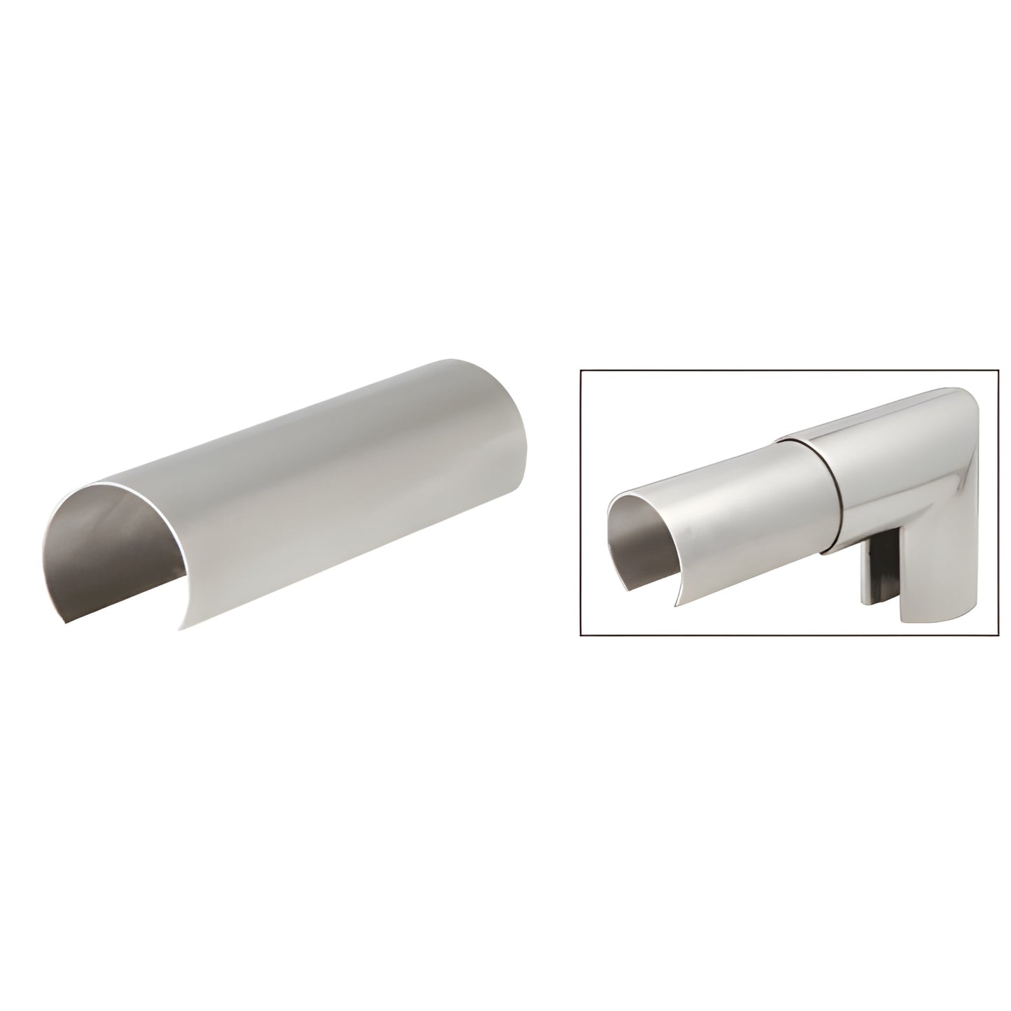 GR30CSS stainless steel 5" connector sleeve for 3/4" (19mm) glass cap railing splices, ready-to-install.
