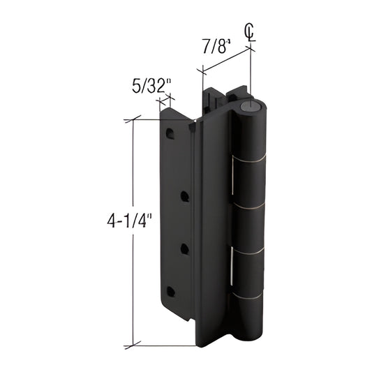 Black anodized heavy-duty 5-knuckle butt hinge for casement windows, 4-1/4" tall - SKU WH73833