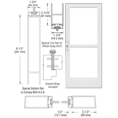 CRL-U.S. Aluminum White KYNAR Entry Door w/ Panic & Concealed Closer