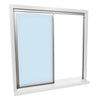 Florence transaction window, satin anodized 36x48 clerkside unit with two clear tempered glass panels, one sliding (OX)
