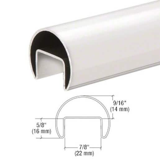CRL 316 Polished Stainless Steel Cap Rail, 1-1/2" for Glass Railing, 19'-8" Length