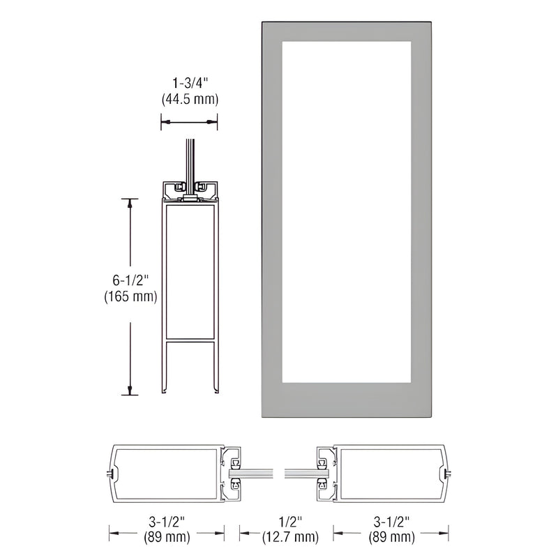 DB41011 clear anodized 36x84 aluminum entrance door illustration with medium stiles, rails, and dimensional callouts.