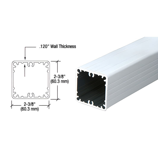 CRL 100 Series 2-3/8" mill-finish aluminum fascia post, 59" long, square profile with internal mounting slots (SKU 1FP48M)