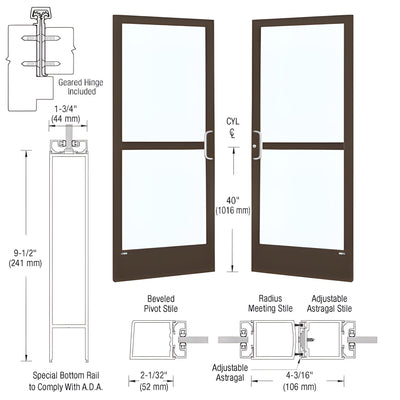 CRL-U.S. Aluminum Series 250 72x84 Narrow-Stile Gear Hinge Pair